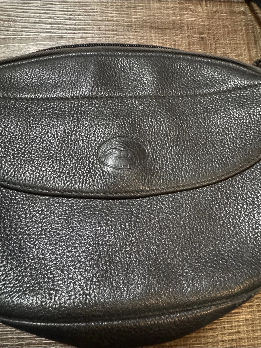 vintage Longchamp black leather crossbody bag